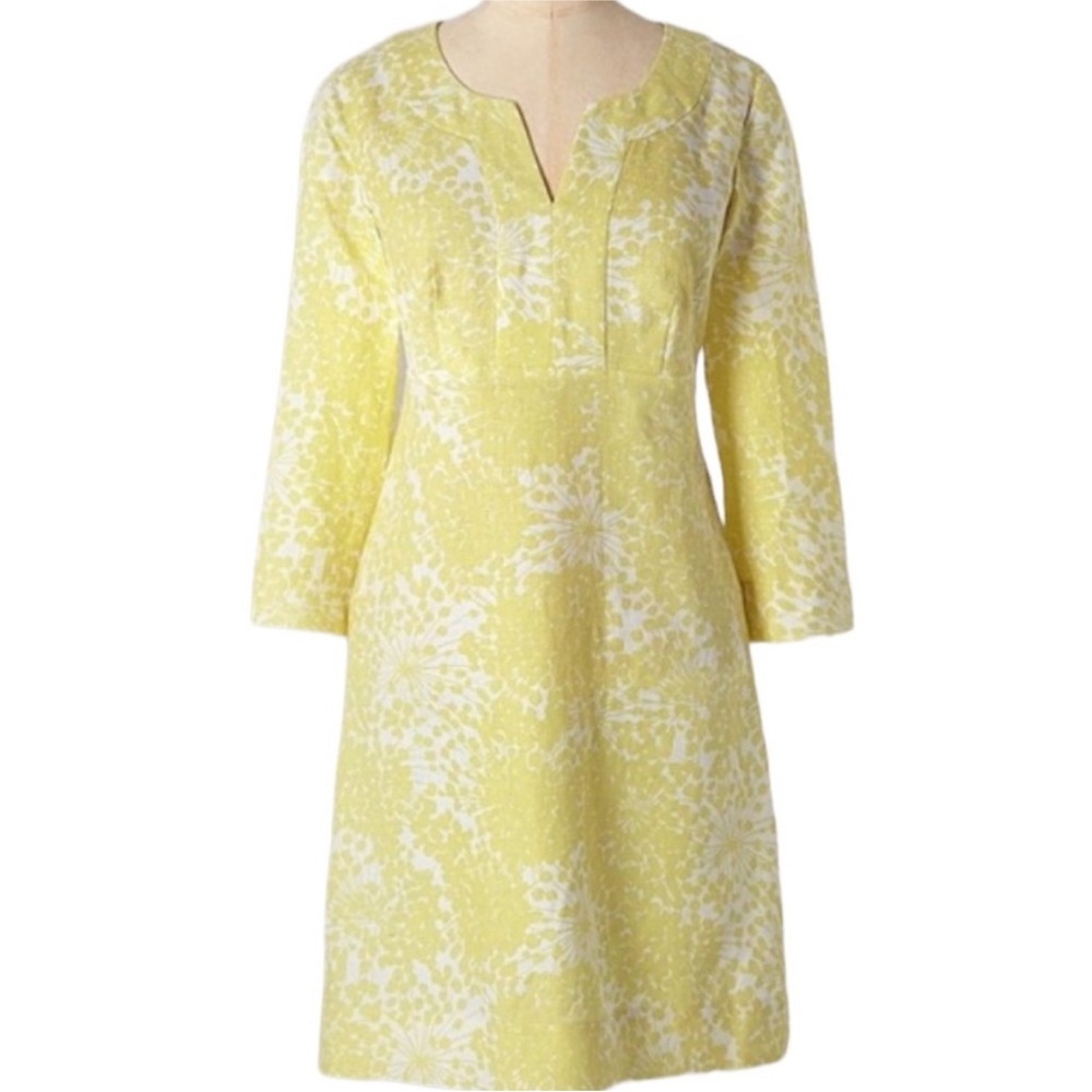 EUC Boden Women’s Linen Yellow White Tunic Dress 16 R